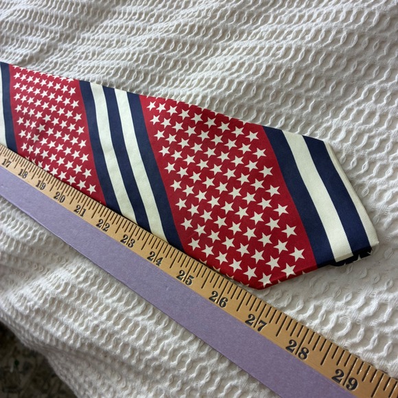 Tommy Hilfiger‎ Men's Necktie Silk Red White Blue Stars & Stripes USA 57" - Picture 7 of 7